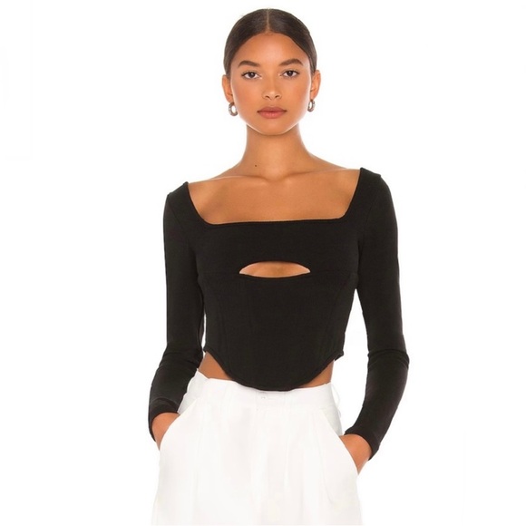 NEW ATOIR REVOLVE BLACK RIBBED BUSTIER CROP TOP - Picture 1 of 8